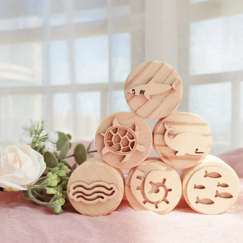 Wooden Montessori Play Dough Stamps