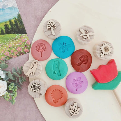 Wooden Montessori Play Dough Stamps