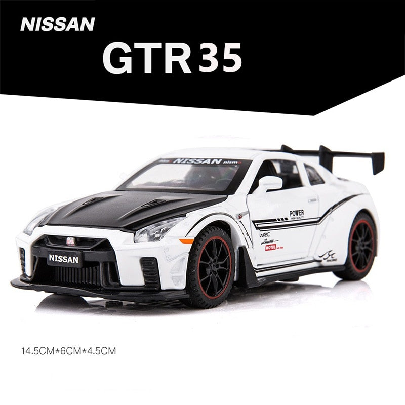 Mattel R35 Nissan GTR R35 R34 Racing Car Model Scale Children – Children Toys Store