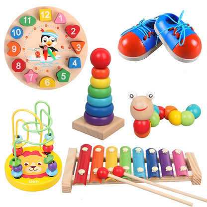 Kids Montessori Toy Worm Eat Fruit Wooden Puzzle