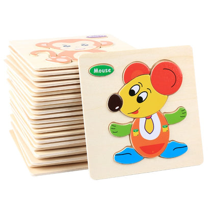 New Baby Toys Wooden 3d Puzzle Cartoon Animal