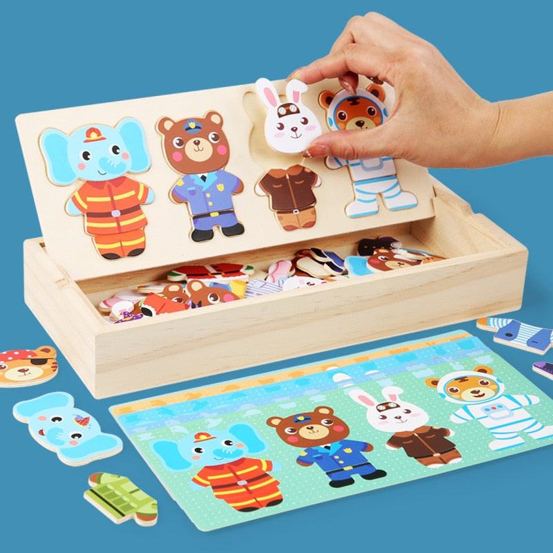 Education Wooden Jigsaw Puzzle Dressing