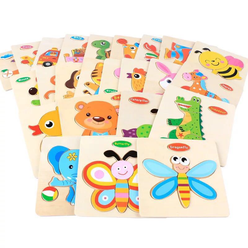 New Baby Toys Wooden 3d Puzzle Cartoon Animal