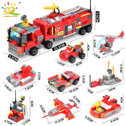 8in1 City Fire Truck Model Building Blocks