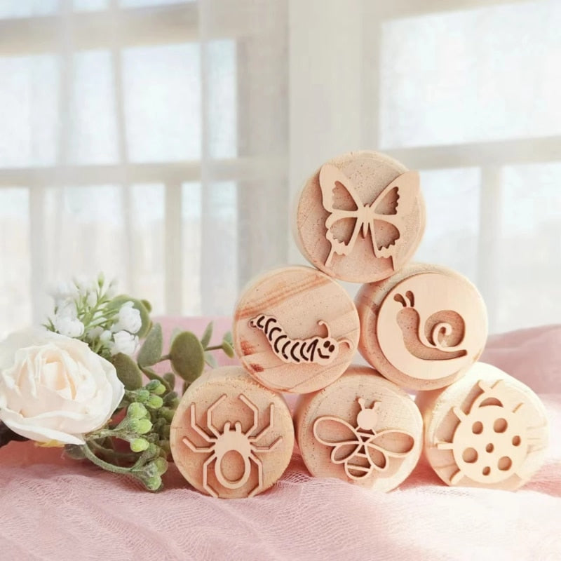 Wooden Montessori Play Dough Stamps