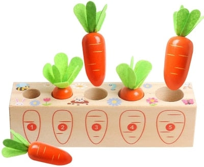 Montessori Toys for  Baby Pull Carrot Set Wooden Toy