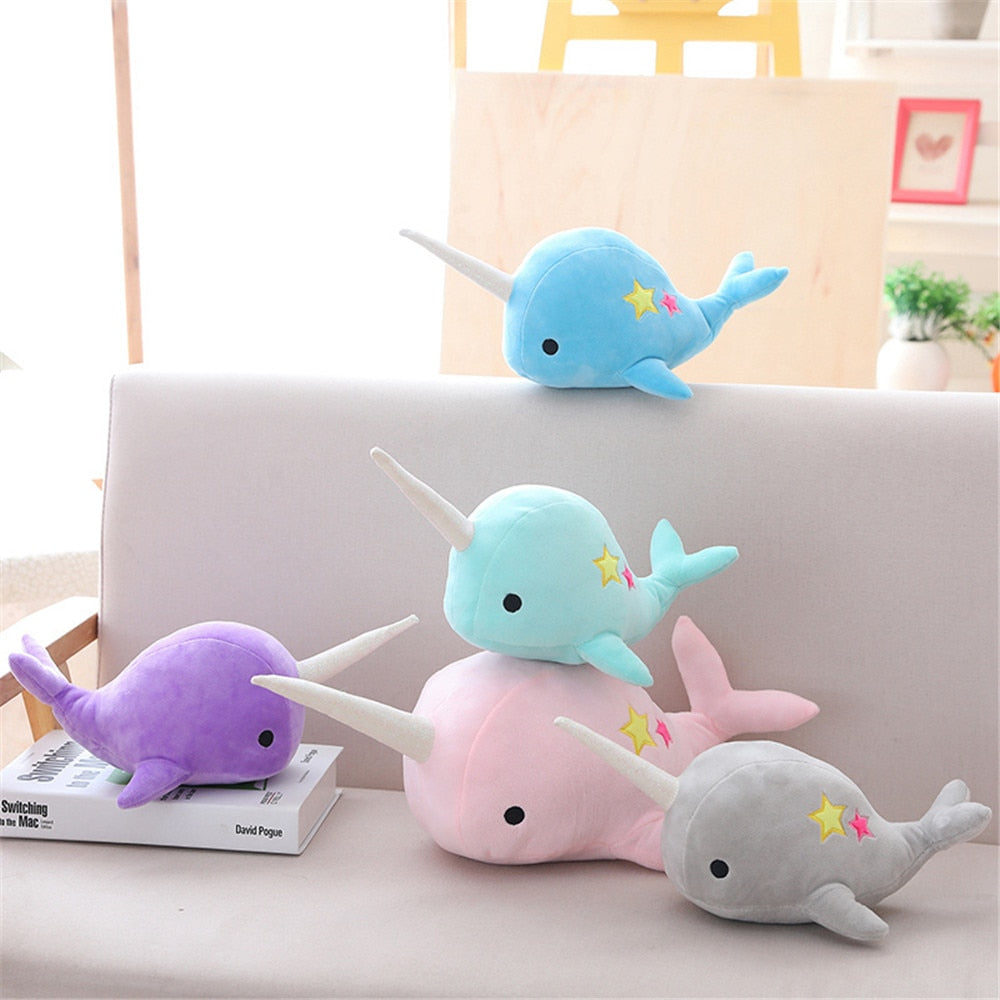 25CM 35CM Narwhal whale binary star doll plush Toy