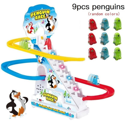 Climbing Stairs Track Toys Cartoon Penguin Dinosaur