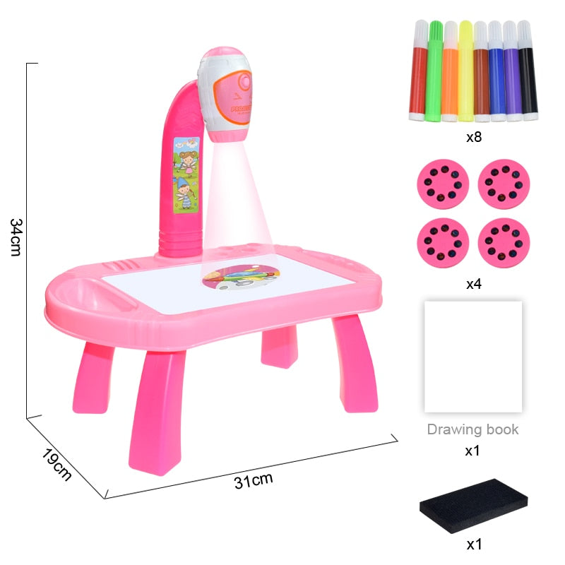 Kids Led Projector Drawing Table Toy Set