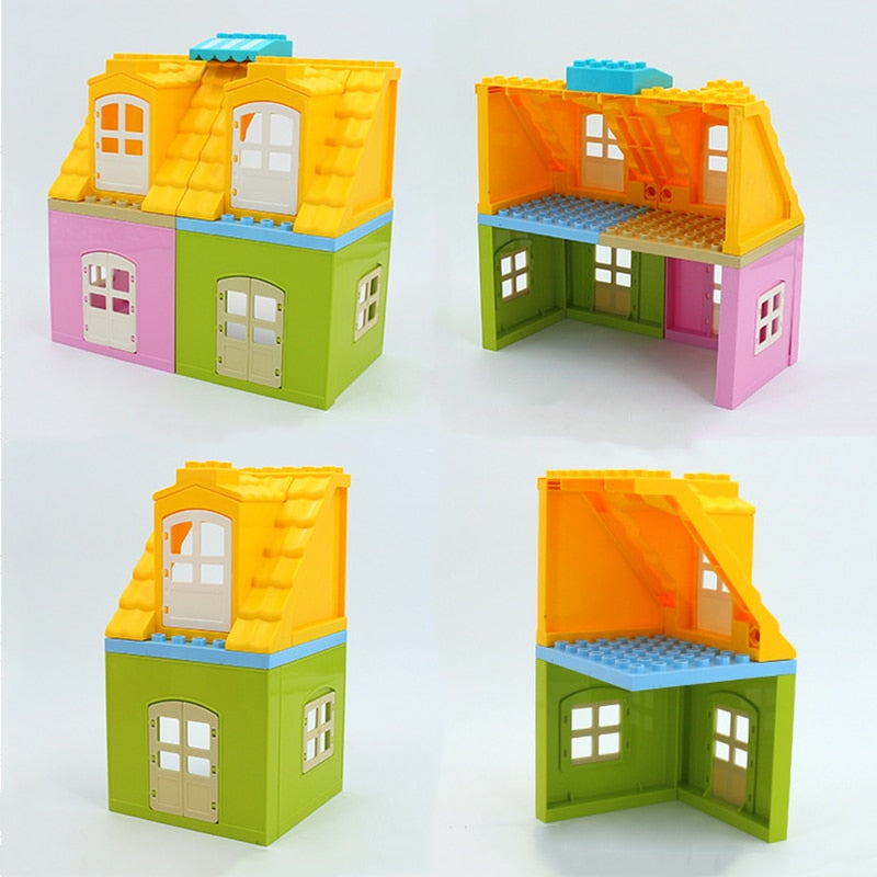 Big Building Blocks Dolls Home Roof Wall