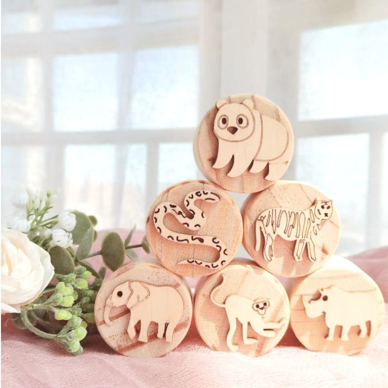 Wooden Montessori Play Dough Stamps