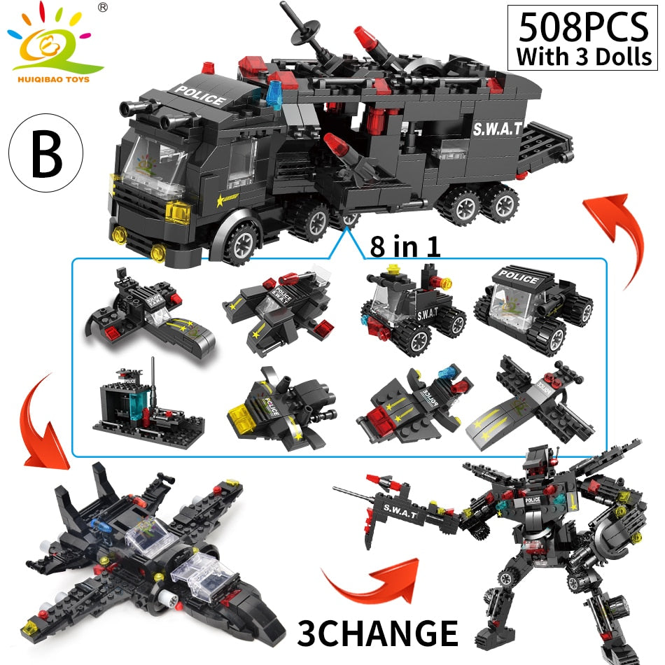 SWAT Police Station Truck Model Building Blocks