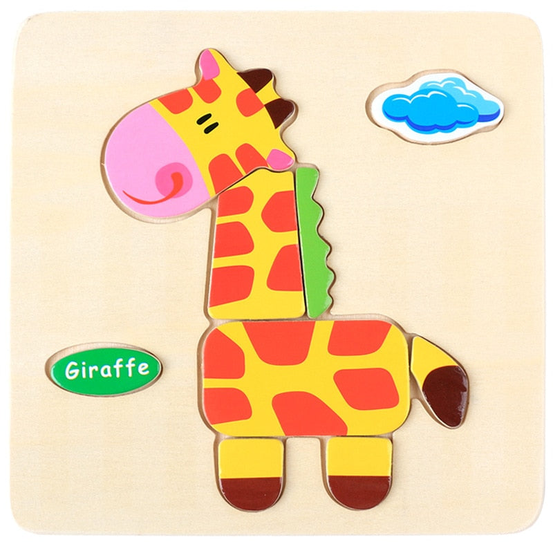 New Baby Toys Wooden 3d Puzzle Cartoon Animal