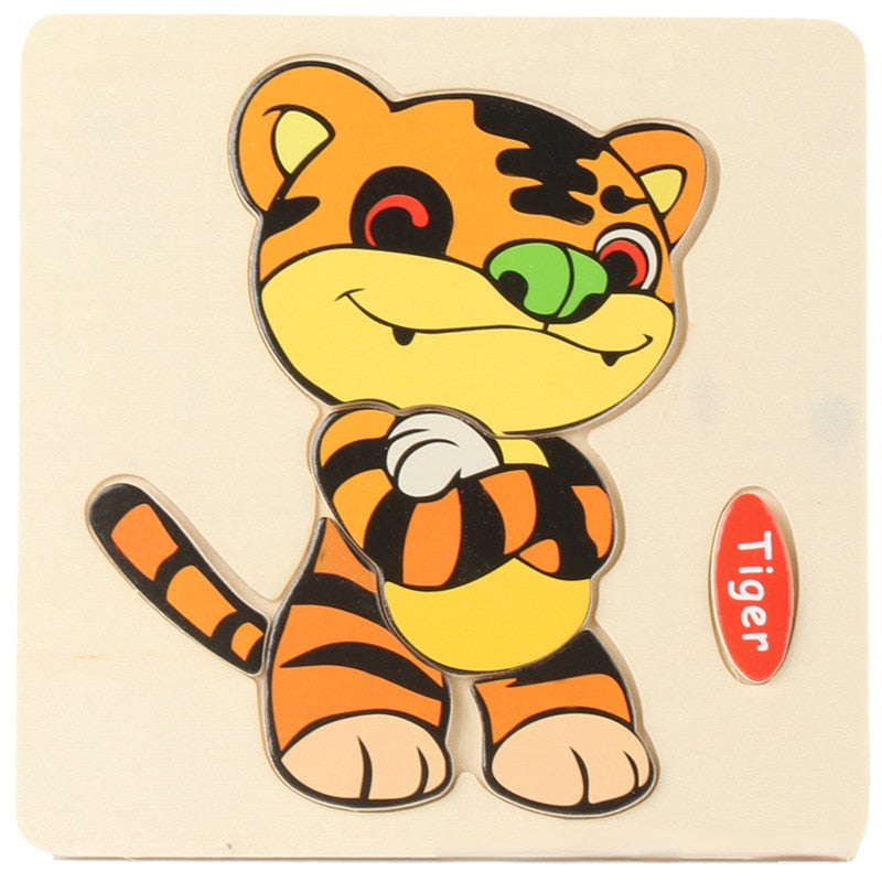 New Baby Toys Wooden 3d Puzzle Cartoon Animal