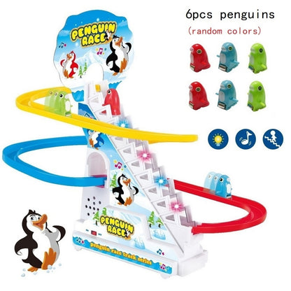 Climbing Stairs Track Toys Cartoon Penguin Dinosaur