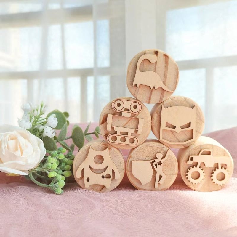 Wooden Montessori Play Dough Stamps