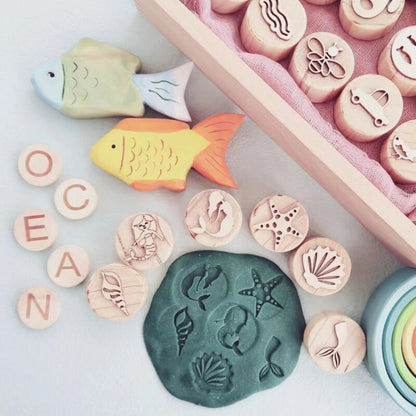 Wooden Montessori Play Dough Stamps