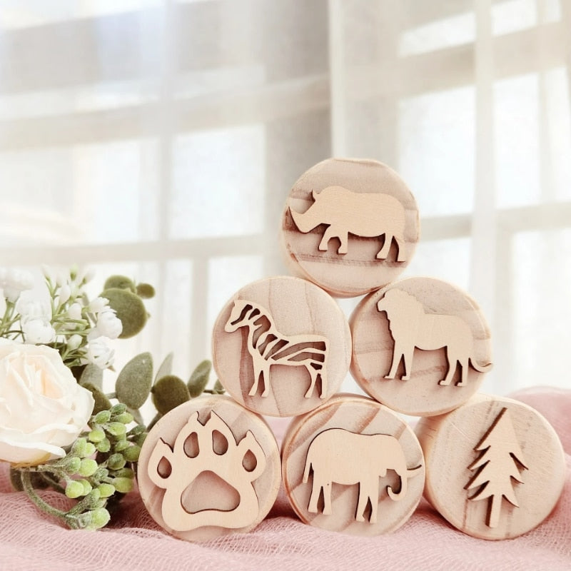 Wooden Montessori Play Dough Stamps