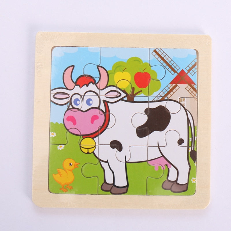 Cartoon Wooden Children 3D Jigsaw Puzzle Baby