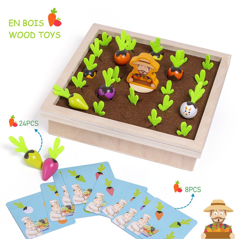 Montessori Toys for  Baby Pull Carrot Set Wooden Toy