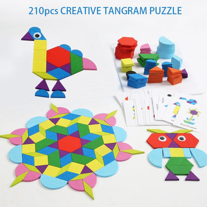 Wooden 3D Puzzles Geometric Shape Tangram Jigsaw