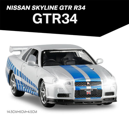 Nissan GTR R35 R34 Racing Car Model Scale Children