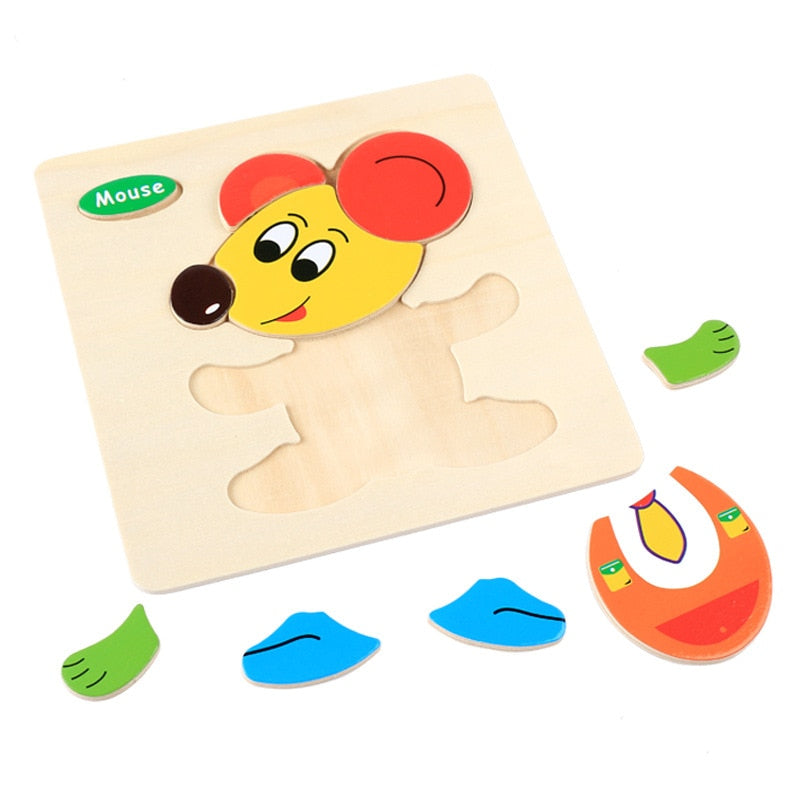 New Baby Toys Wooden 3d Puzzle Cartoon Animal