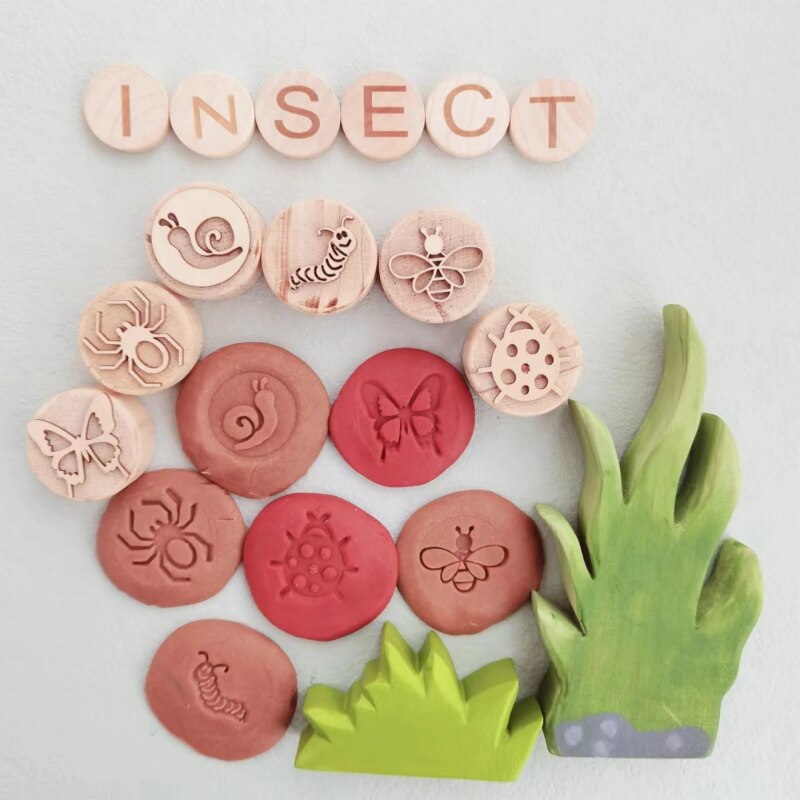 Wooden Montessori Play Dough Stamps