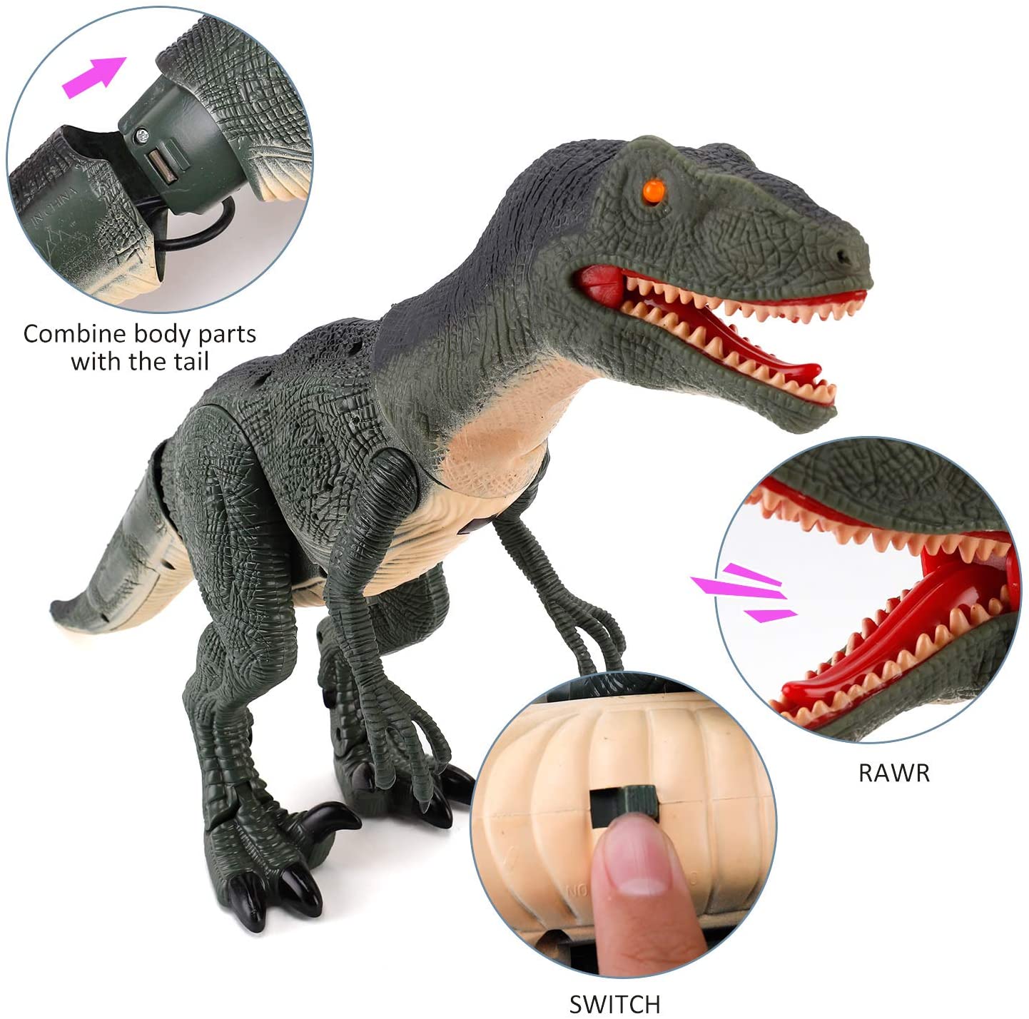 Remote Control R C Walking Dinosaur Toy With Shaking Head