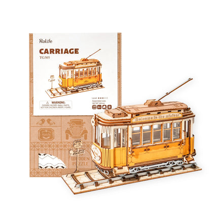 Robotime Rolife Vintage Tramcar Model 3D Wooden Puzzle Toys for Chilidren Kids Adult Christmas Birthday GiftsTG505 Dropshipping