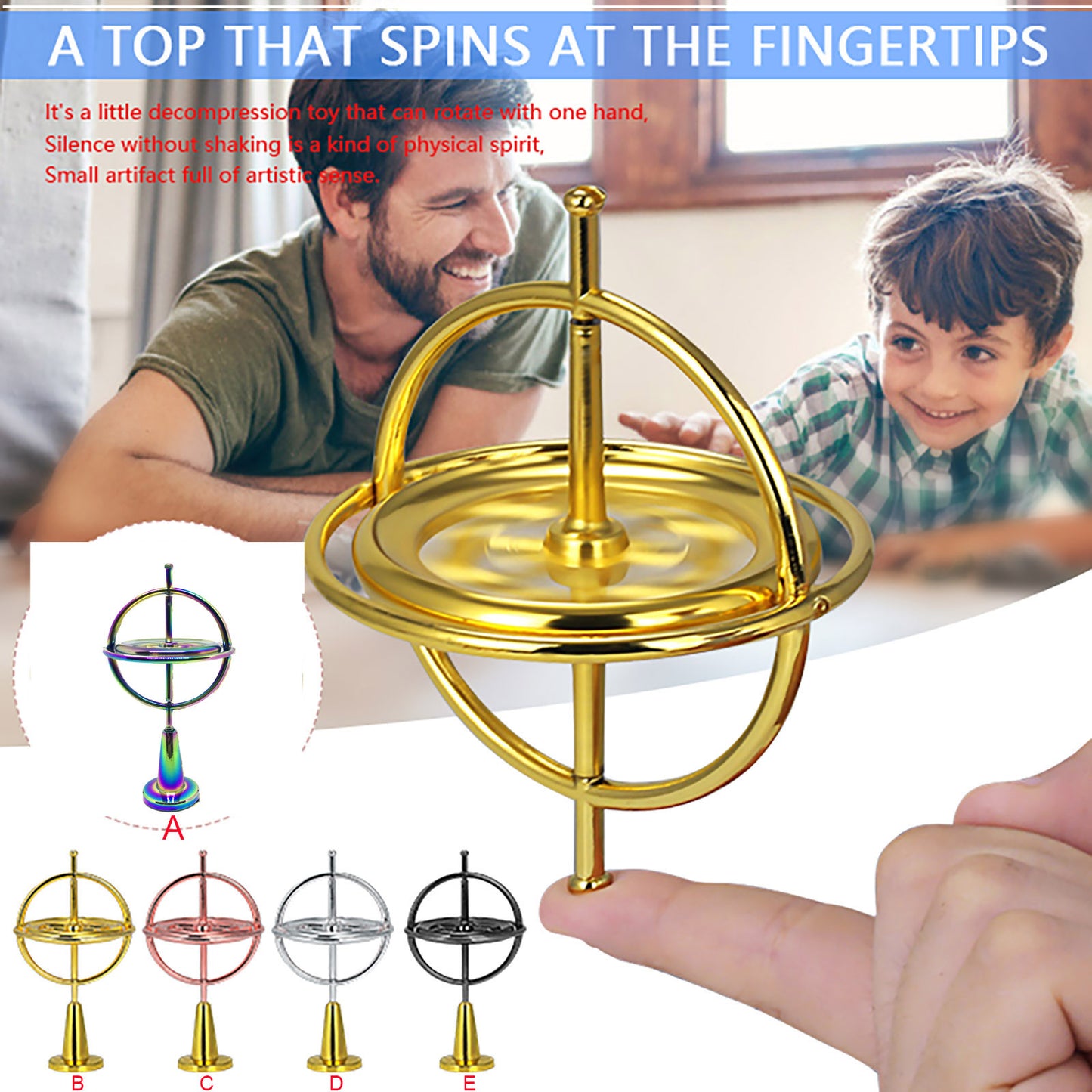 Creative Scientific Learning Metal Finger Gyroscope Gyro Top Pressure