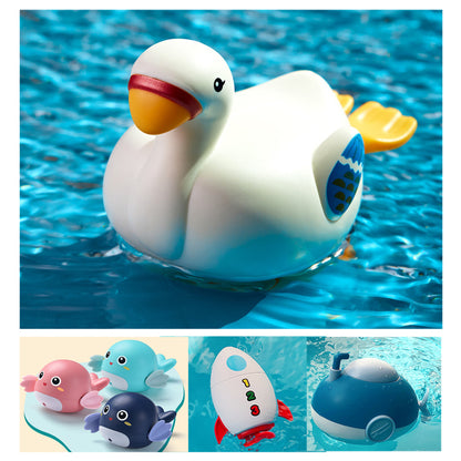 Baby Bath Toys Cute Cartoon Goose Dolphin Swimming Wind-up