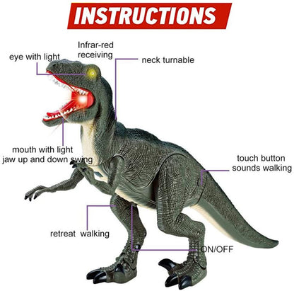 Remote Control R C Walking Dinosaur Toy With Shaking Head