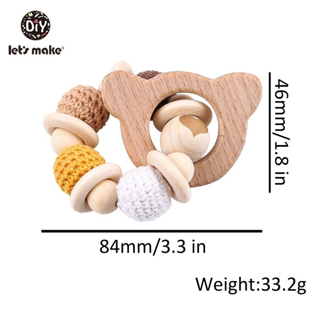 Wooden Teether Hedgehog Crochet Beads