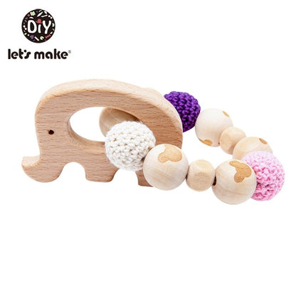 Wooden Teether Hedgehog Crochet Beads