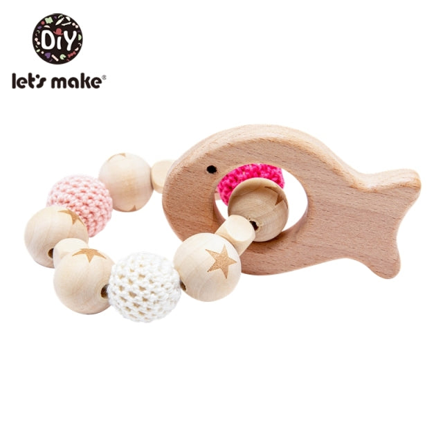 Wooden Teether Hedgehog Crochet Beads