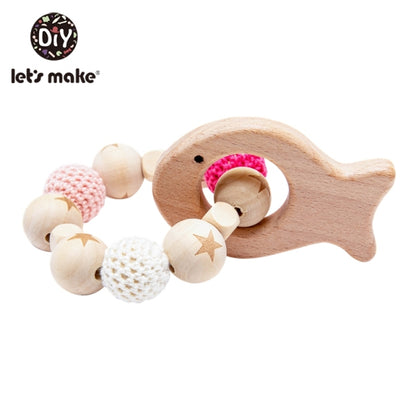 Wooden Teether Hedgehog Crochet Beads