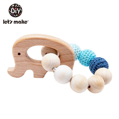 Wooden Teether Hedgehog Crochet Beads