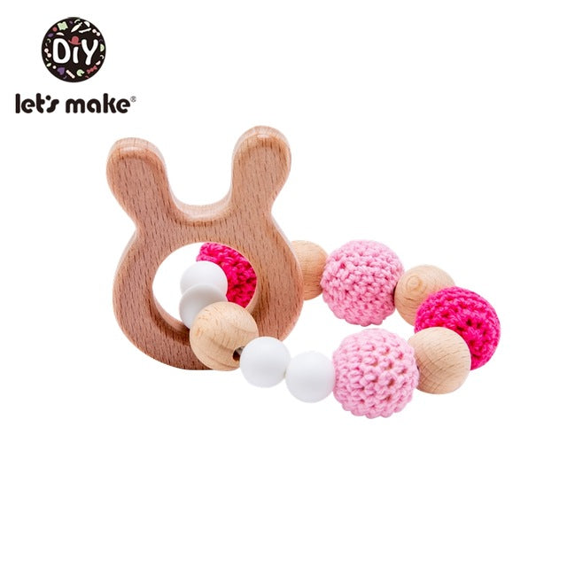 Wooden Teether Hedgehog Crochet Beads