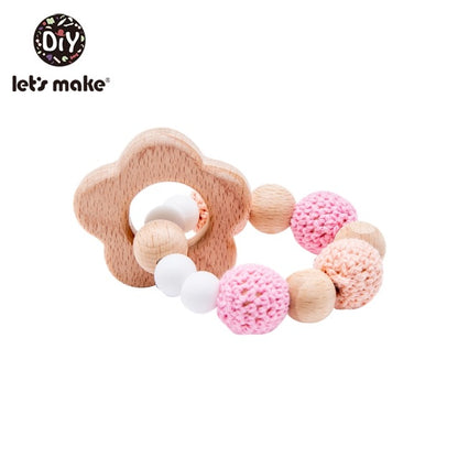 Wooden Teether Hedgehog Crochet Beads