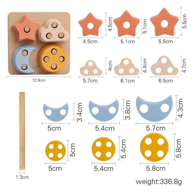 Baby Stars Moon Balance Blocks Board